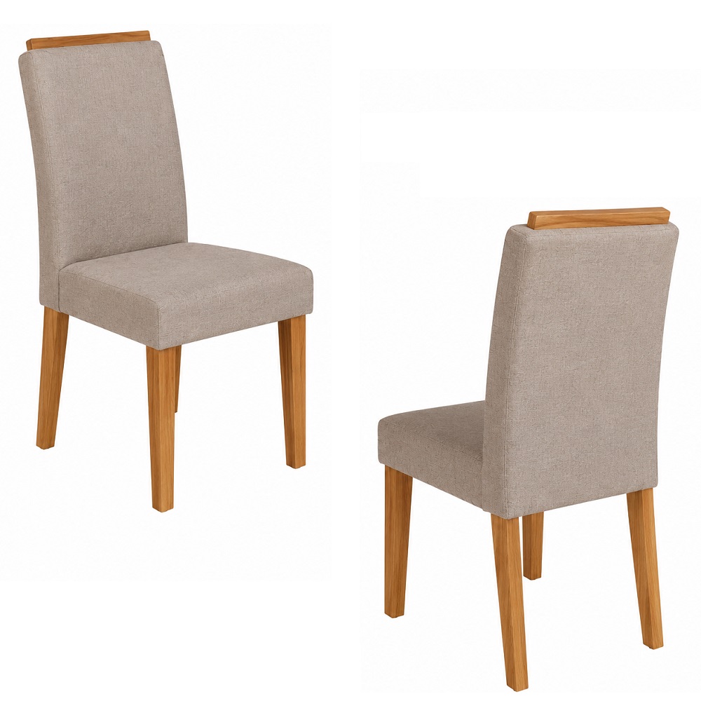 Conjunto Mesa de Jantar 6 Cad Julia Cimol Patr&iacute;cia 160x80 Cinamomo/Off White/Linho Bege, , large image number 2