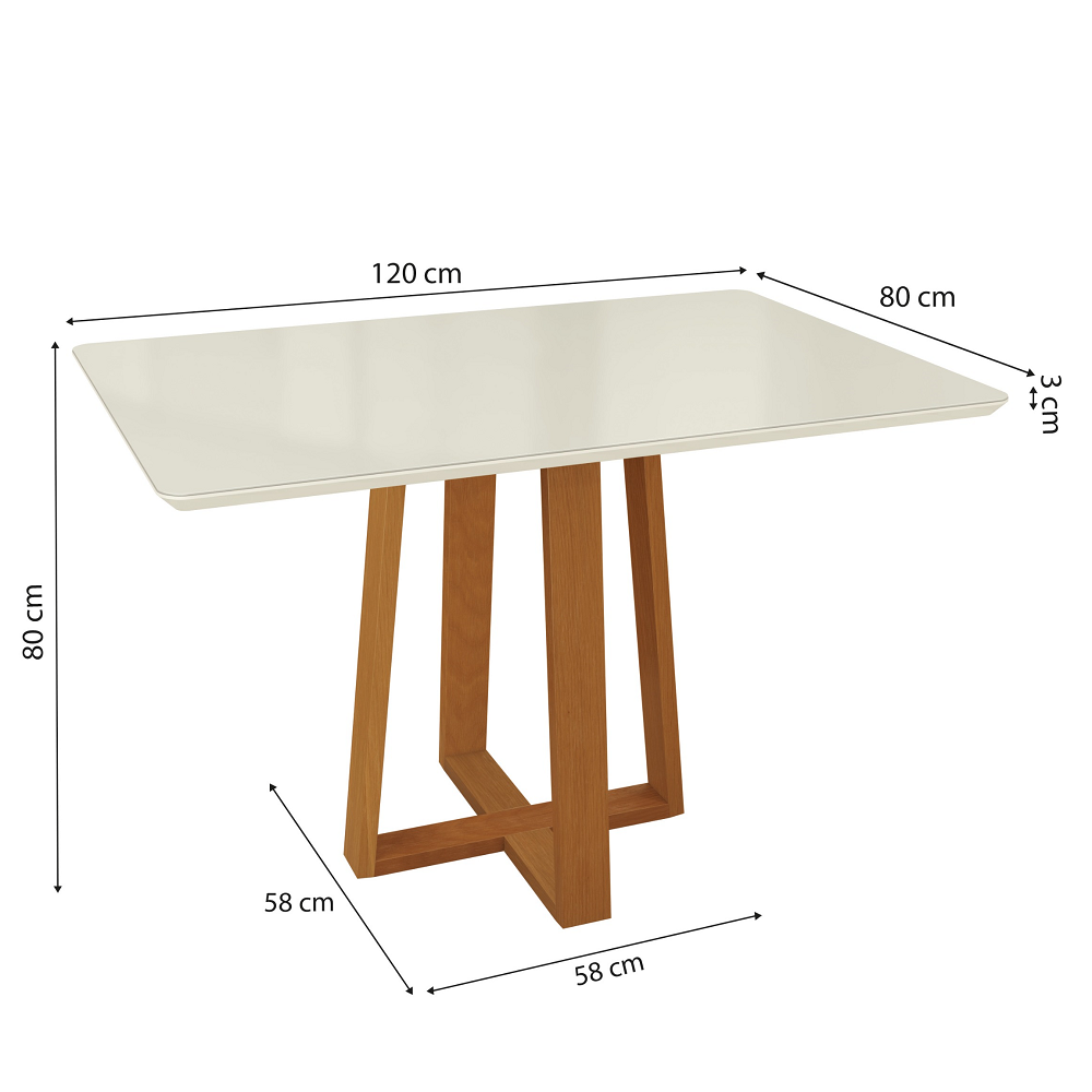 Conjunto de Mesa Sala de Jantar 4 Cadeiras Retangular 120x80 Kappesberg CSJ023CA-OWV8, , large image number 1
