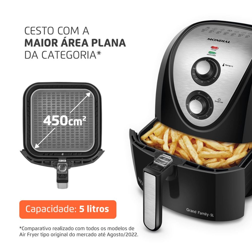 Fritadeira Elétrica Air Fryer Mondial Sem Óleo 5 Litros 220V AFN50 , , large image number 1