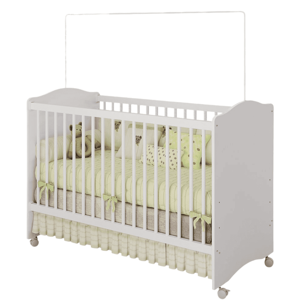 Ber&ccedil;o Simples com Rod&iacute;zios Branco M&oacute;veis Estrela Satriani