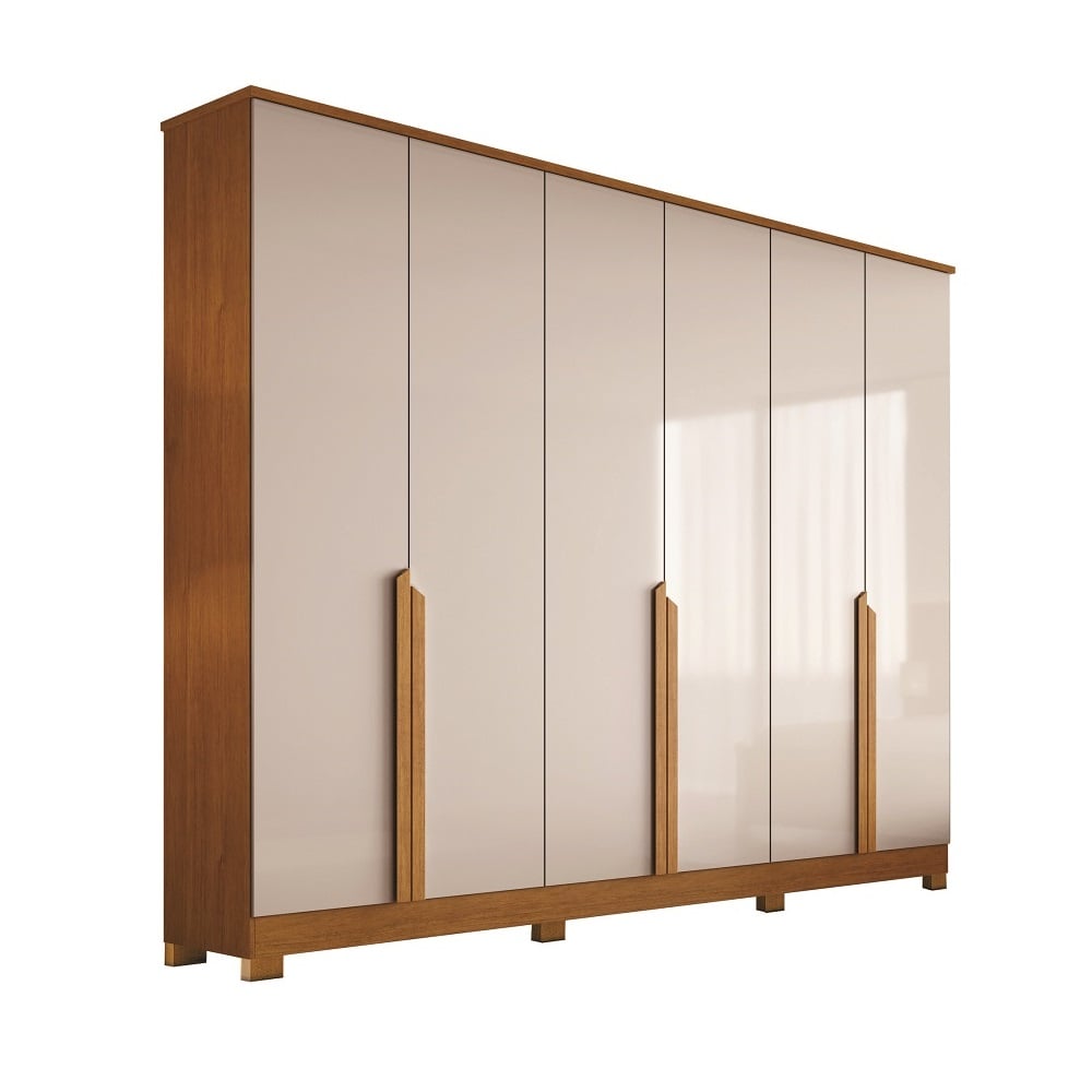 Guarda-Roupa Casal 6 Portas 6 Gavetas Nature/Off White Bianchi Bianca