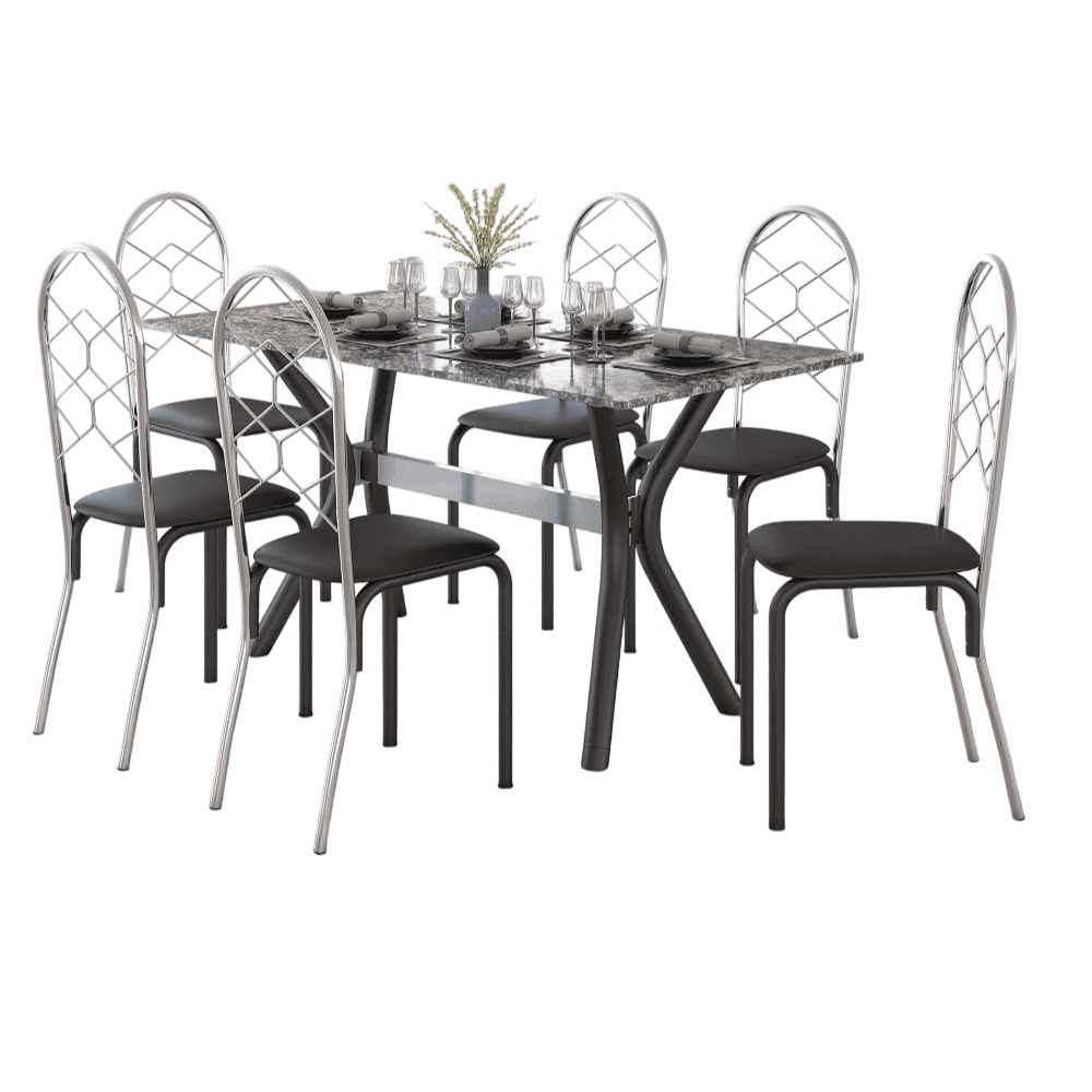 Mesa de Cozinha 6 Cadeiras Atenas Tampo de Granito Retangular Tubform Viena, , large image number 0