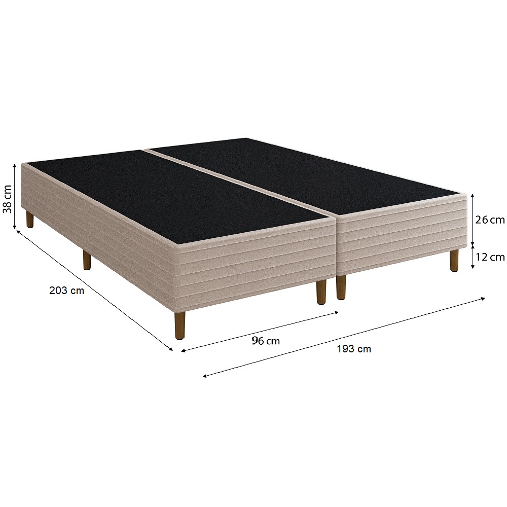 Base Box King Bronx Bege 193x203x38 cm Umaflex, , large image number 3