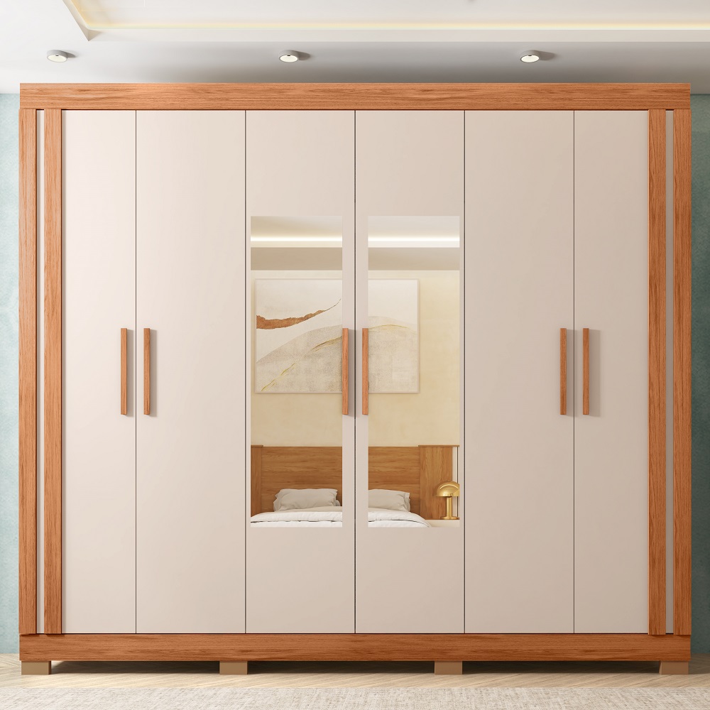 Guarda-Roupa Casal 6 Portas 2 Gavetas Freij&oacute;/Off White Caemmun Eden Lux 2.3, , large image number 3