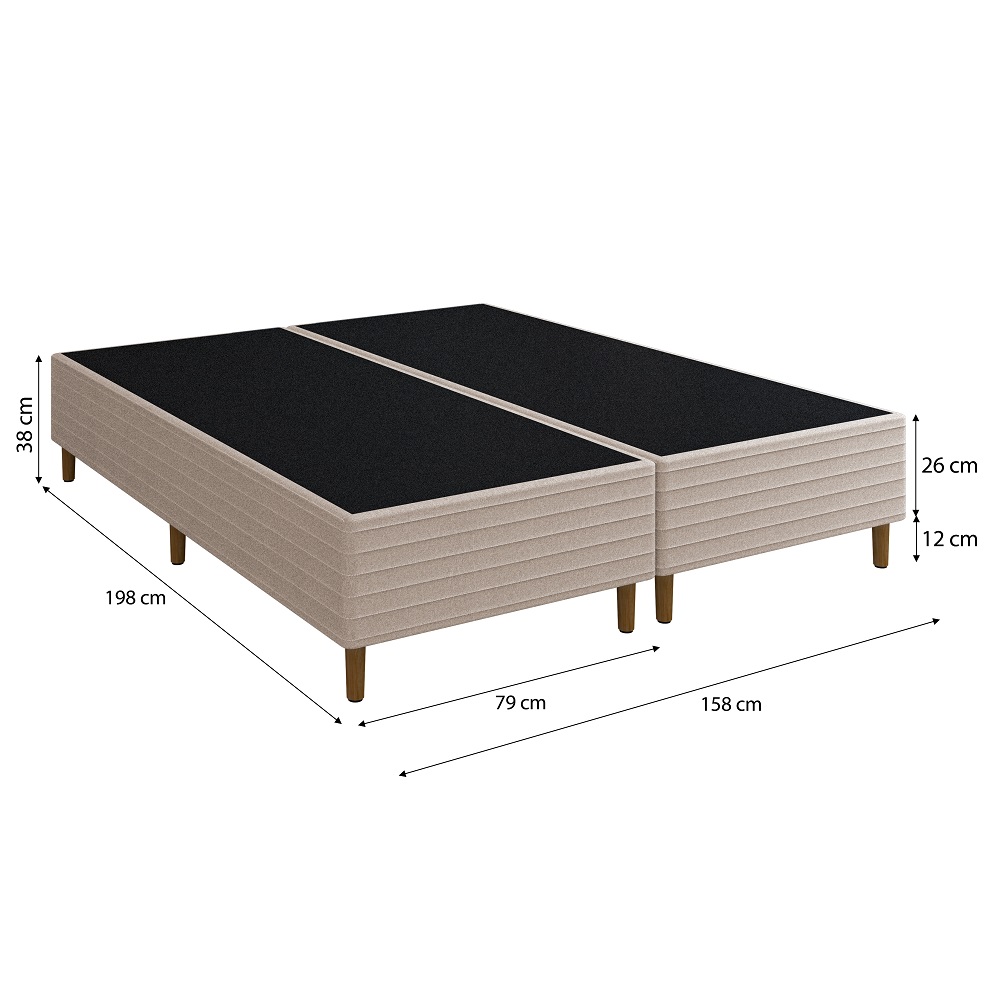 Base Box Queen Bronx Bege 158x198x38 cm Umaflex, , large image number 3