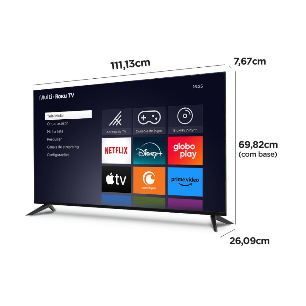 Smart TV DLED 50'' 4K Multi Roku, 4 HDMI, 2 USB, 1 AV TL059M, , large image number 4