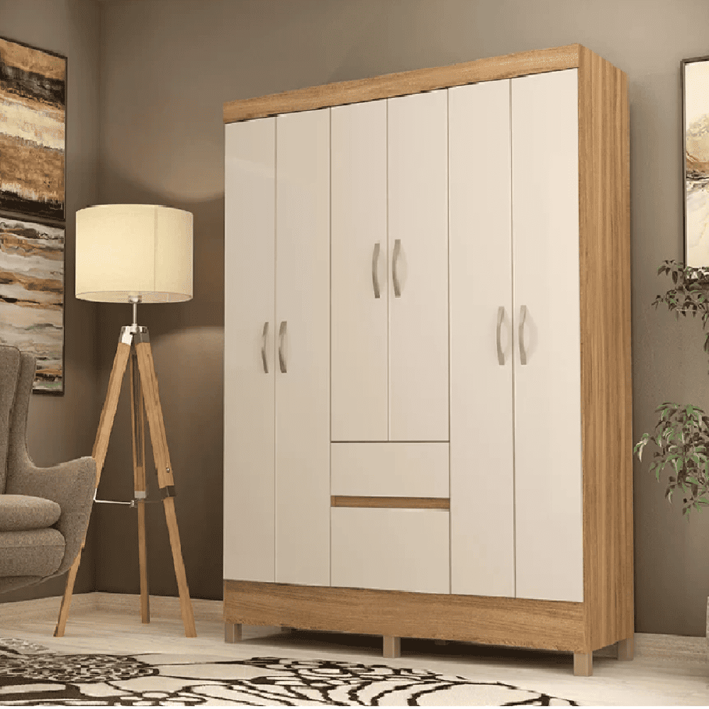 Guarda-Roupa Casal 6 Portas 2 Gavetas Amendola/Off White Dem&oacute;bile Flash, , large image number 1