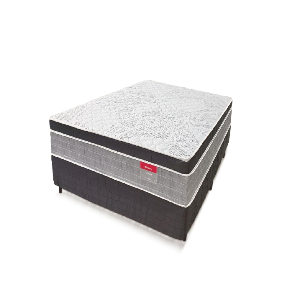 Cama Box Solteir&atilde;o Conjugada Rosen Molas Bonel Cinza 88x188x64 cm Reconflex