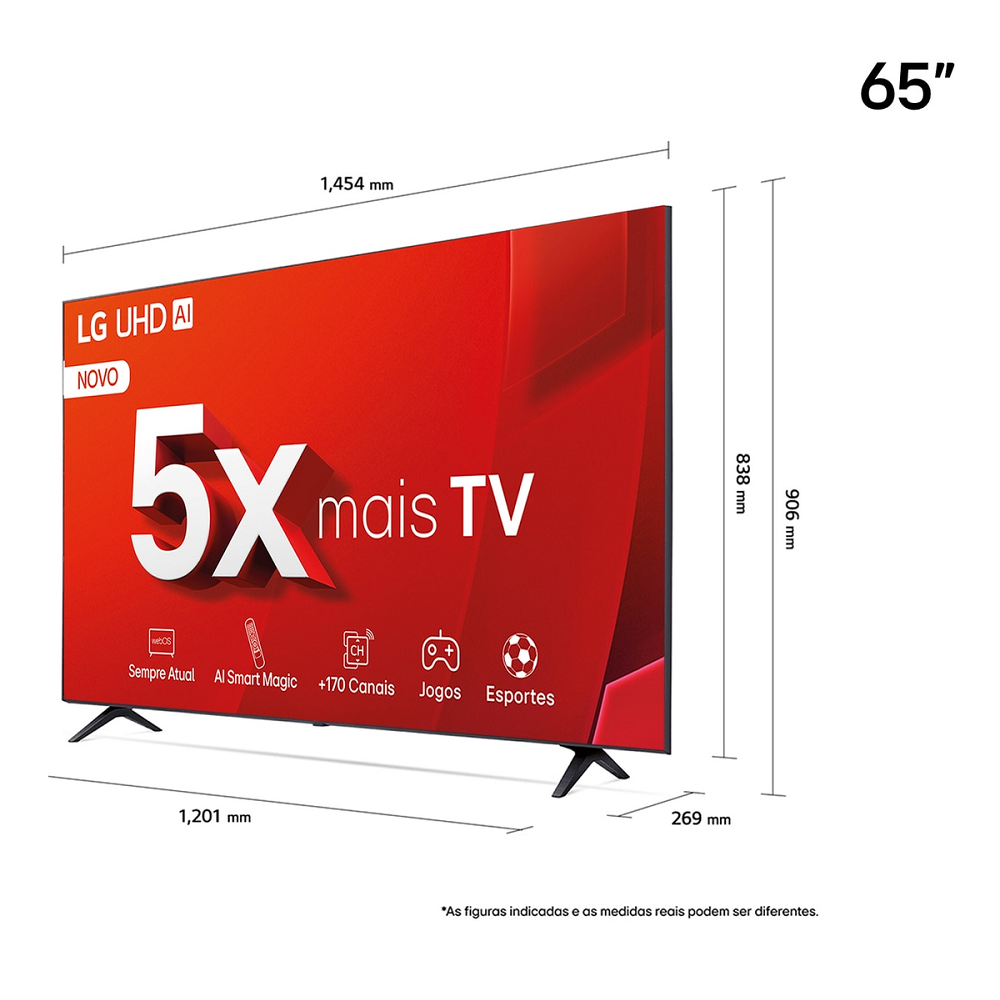 Smart TV 65 Polegadas LG LED 4K UHD Wi-Fi com Processador a5 Ger7 3 HDMI 2 USB 65UT8050PSA, , large image number 3