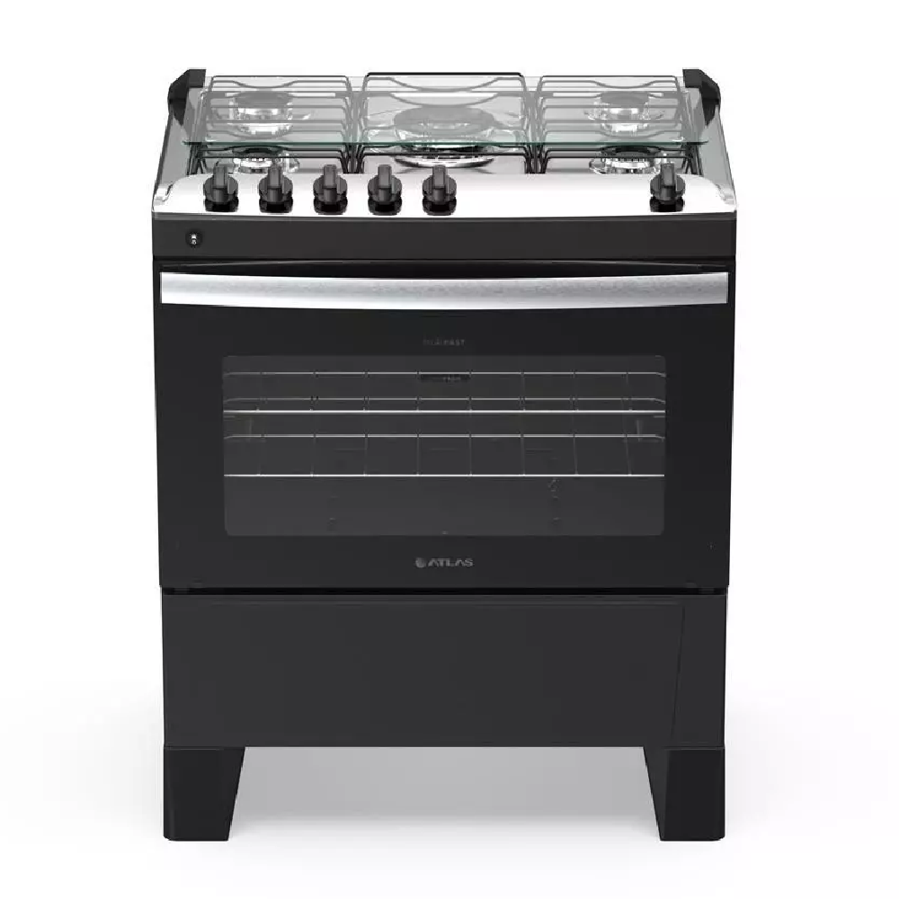 Fog&atilde;o 5 bocas Atlas Autom&aacute;tico Mesa de Inox Preto Mil&atilde;o Fast, , large image number 1
