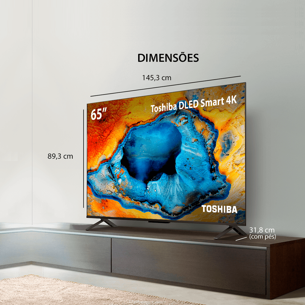 Smart TV 65 Polegadas Toshiba DLED 4K Wi-Fi Processador Engine ZR VIDAA 3 HDMI 2 USB TB032M, , large image number 4