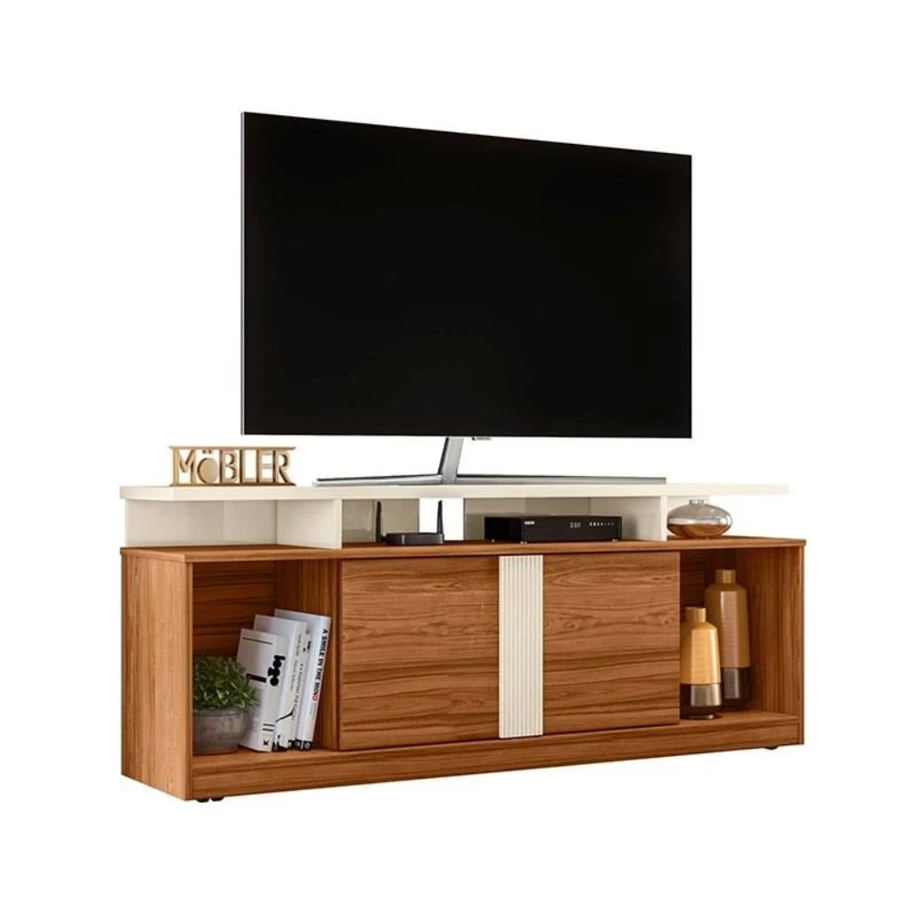 Rack para TV até 65 Polegadas Mel/Off White Mobler Milan