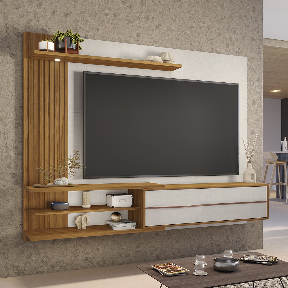 Painel Para TV Até 65 Polegadas Freijó/Off White Notável NT 1355, , large image number 3