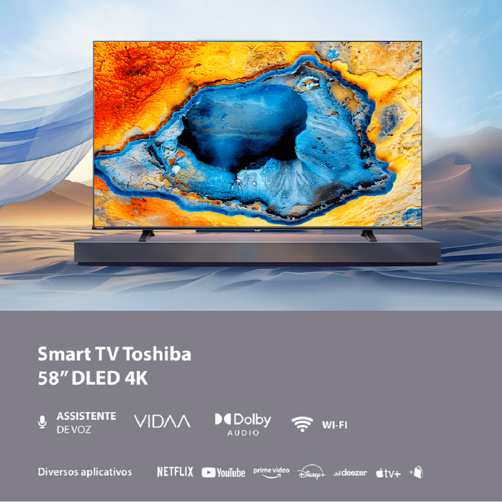 Smart TV 58 Polegadas Toshiba DLed 4K VIDAA Wi-Fi 3 HDMI 2 USB 58C350NS TB031M, , large image number 2