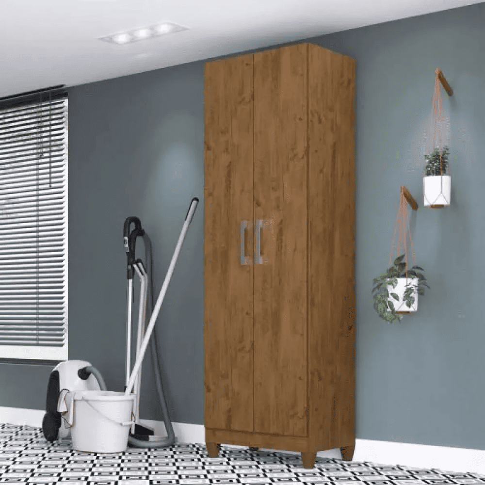 Arm&aacute;rio Multiuso New Iris Moval 2 Portas e 4 Prateleiras c/ P&eacute;s, Marrom, large image number 1