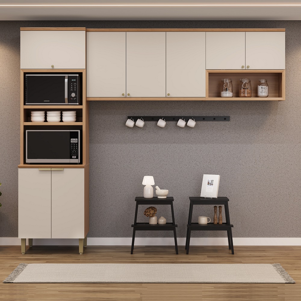 Cozinha Completa 8 Portas Jequitibá/Off White Línea Selene 3.3 - 100% MDF, , large image number 1