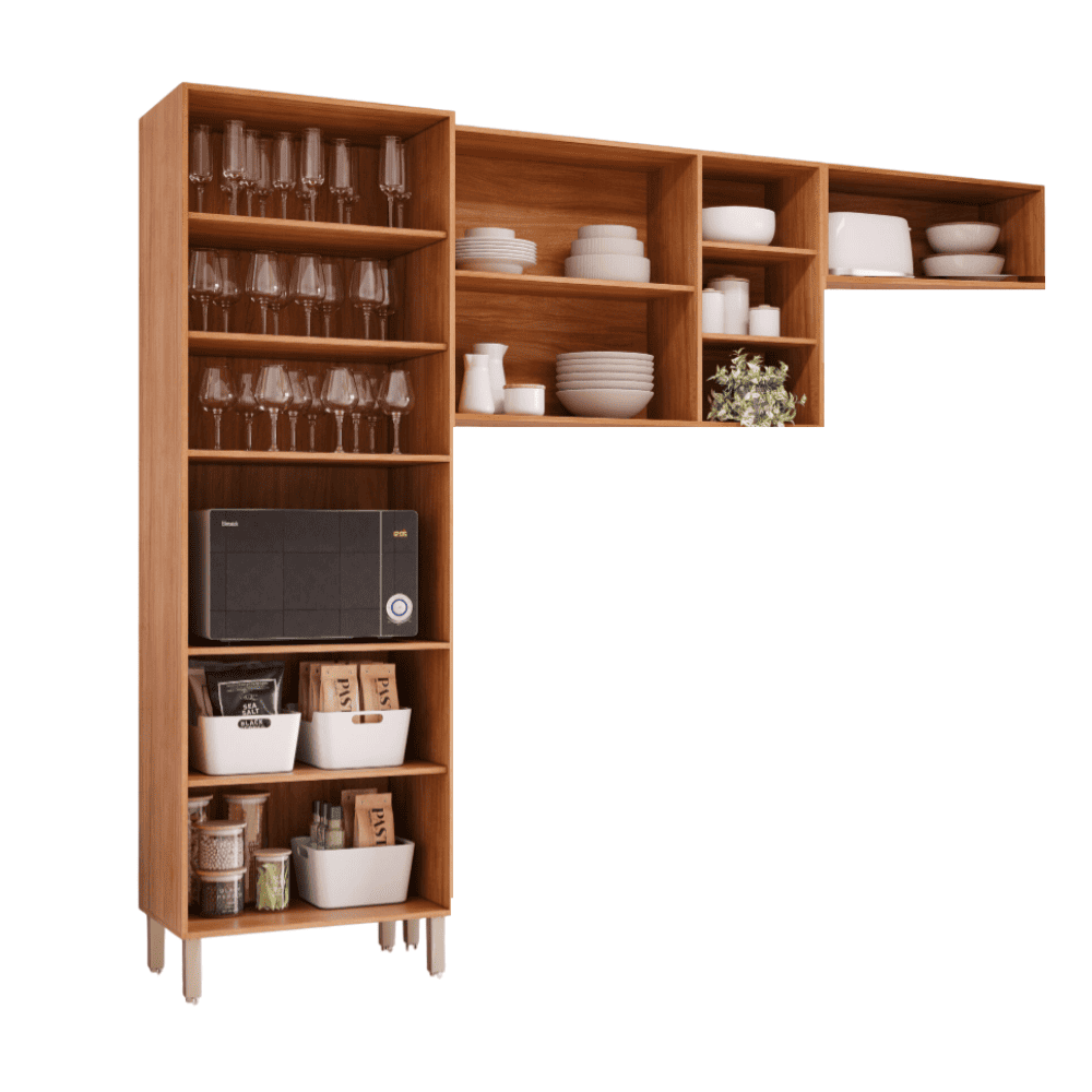 Cozinha Completa 3 pe&ccedil;as 7 Portas 6 Prateleiras Cinamomo/off White MGM Brilhante - 100% MDF, , large image number 6