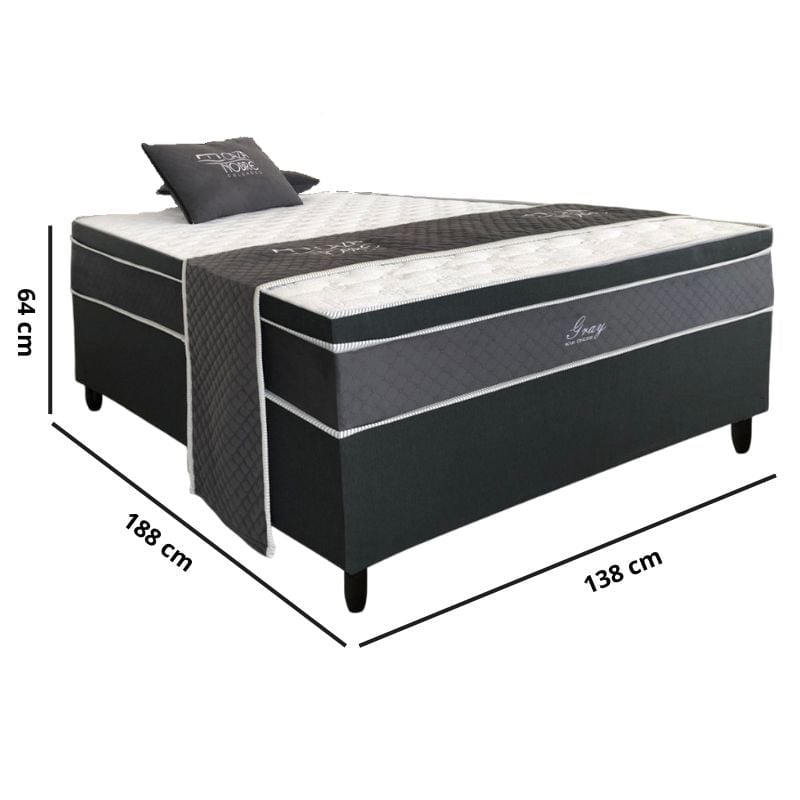 Cama Box Casal Conjugada Molas Ensacadas Tucson Gray 188x138x64 cm Caza Nobre, , large image number 3