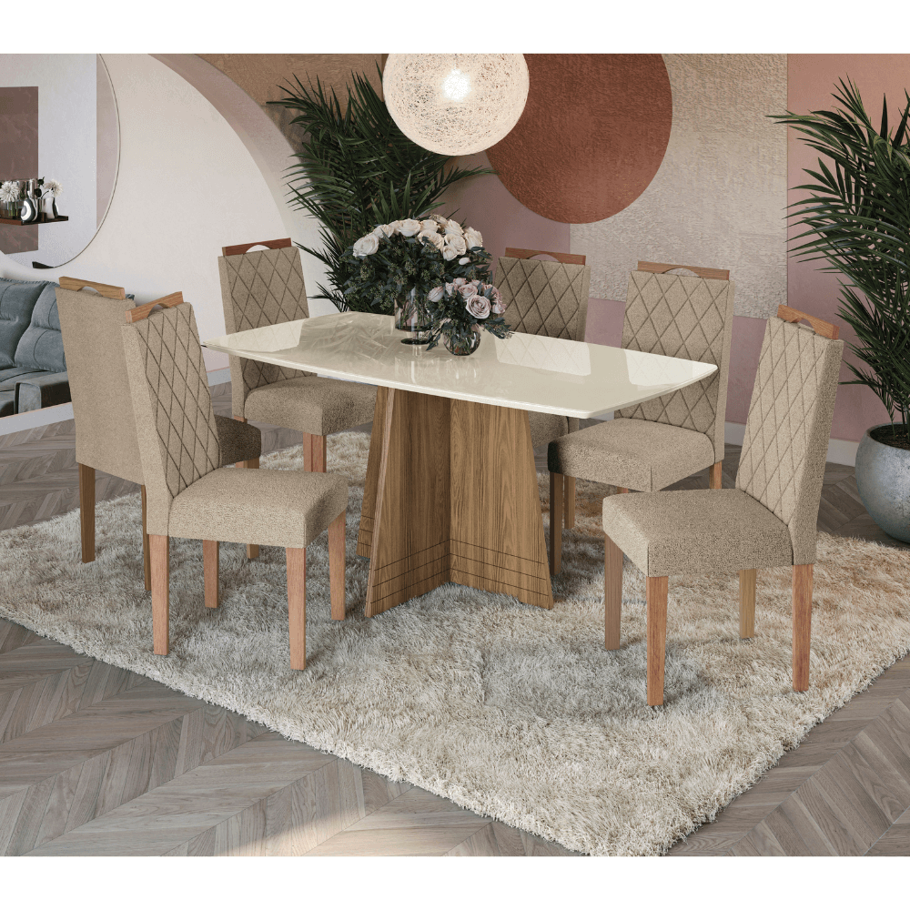 Conjunto de Mesa de Sala de Jantar 6 Cadeiras Retangular 170x90 Kappesberg BA25N 1511EA, , large image number 1