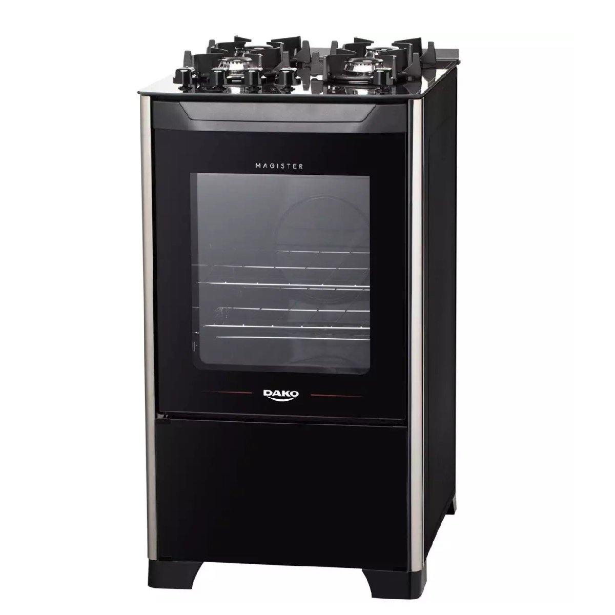 Fogão 4 Bocas Dako Mesa de Vidro Bivolt Preto Magister Glass