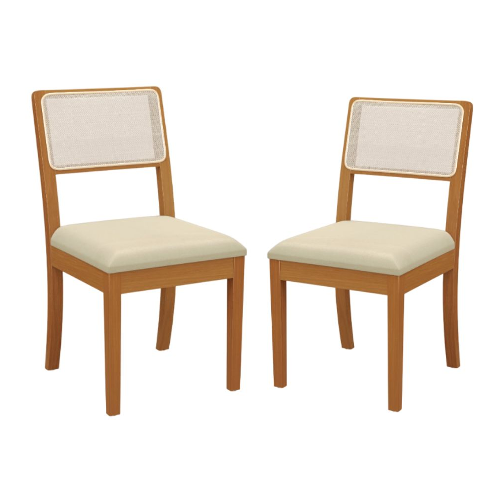 Conjunto de Mesa Sala de Jantar 6 Cadeiras Lola Canela Off White160x90 Kappesberg CSJ022CAOWV8, , large image number 2