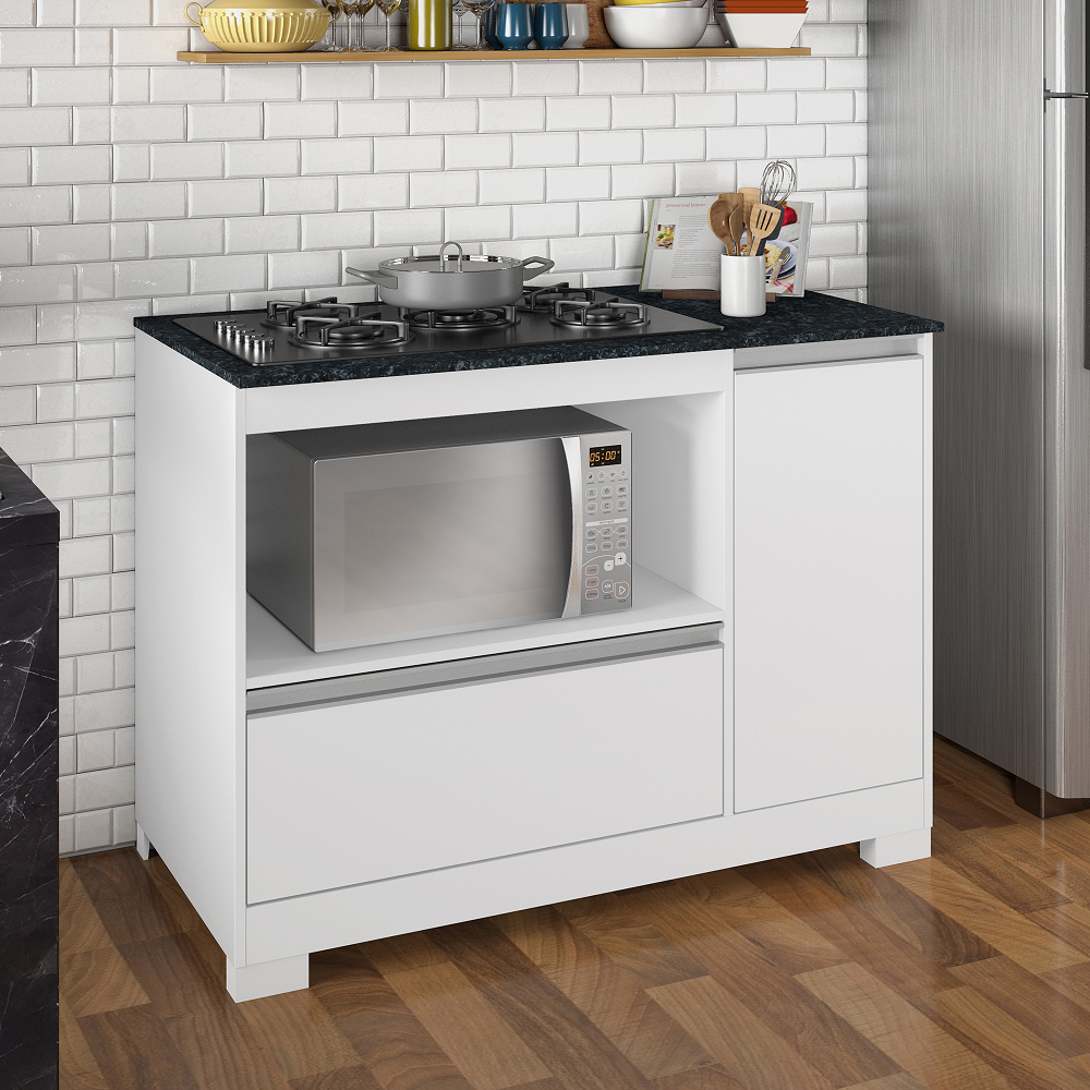 Balcão De Cozinha Para Cooktop E Forno 1 Porta 1 Gaveta Branco NT3050 Notável, , large image number 1