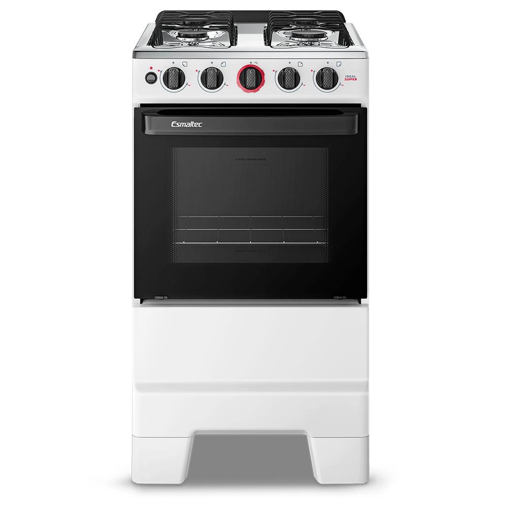 Fogão 4 bocas Esmaltec Mesa de Inox Acendimento Automático Branco Ideal Super F4IAB 4121
