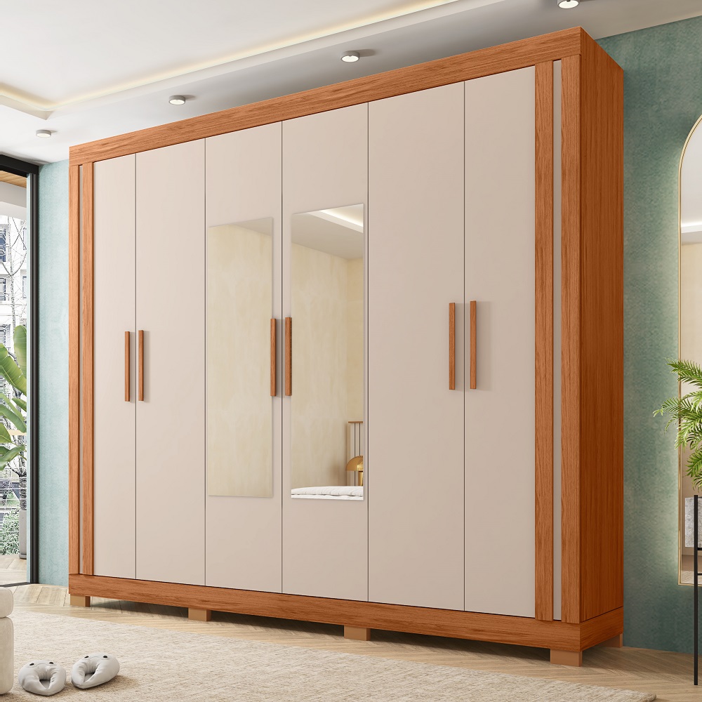 Guarda-Roupa Casal 6 Portas 2 Gavetas Freij&oacute;/Off White Caemmun Eden Lux 2.3, , large image number 2