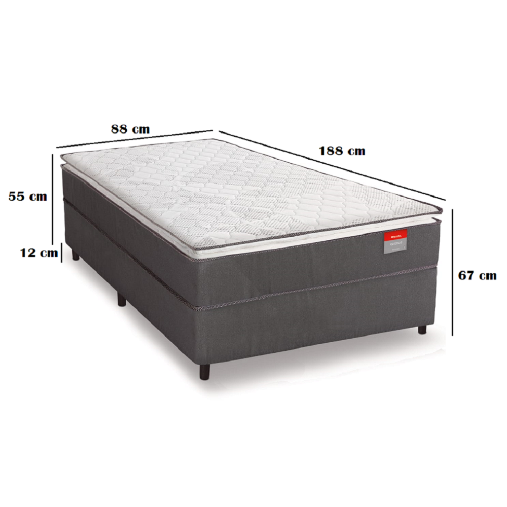 Cama Box Solteiro Conjugada Espuma com Pillow Avance 88x188x67 Reconflex, , large image number 2