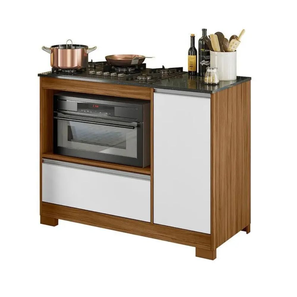 Balcão De Cozinha Para Cooktop E Forno 1 Porta 1 Gaveta Freijó/Branco NT3050 Notável, , large image number 0