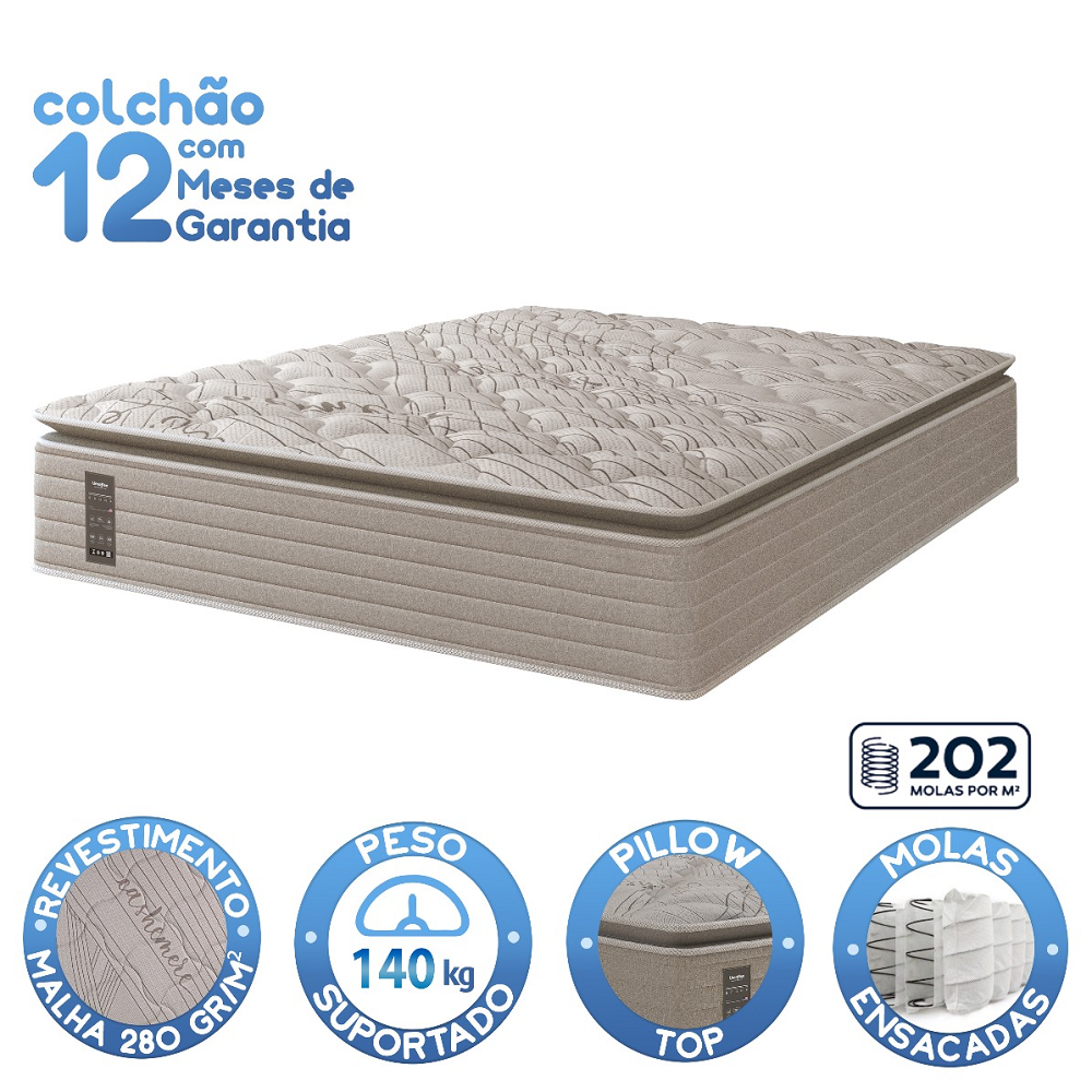 Conjunto Box King de Molas Ensacadas Bronx com Base 193x203x75 cm Umaflex, , large image number 2