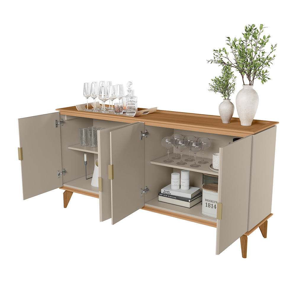 Buffet Linea 4 Portas Évora 160 cm Jequitibá/Off White Fosco, , large image number 2