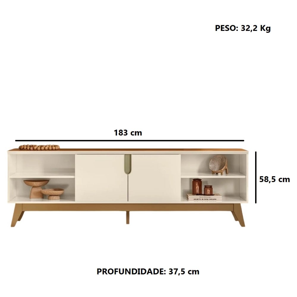 Rack Para Tv At&eacute; 75 Polegadas Off White/Canela M&ouml;bler Campinas, , large image number 2
