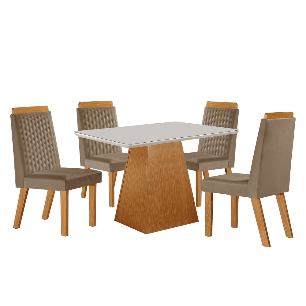 Conjunto Mesa de Jantar 4 Cadeiras Riviera Retangular LJ Prada 120x80cm Marrom