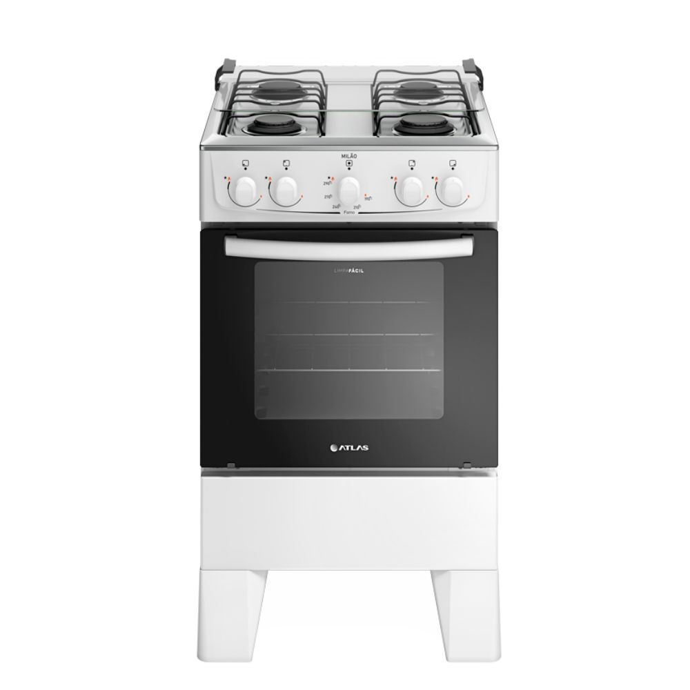 Fogão 4 Bocas Atlas Mesa Inox Acendimento Manual Branco Milão, , large image number 1