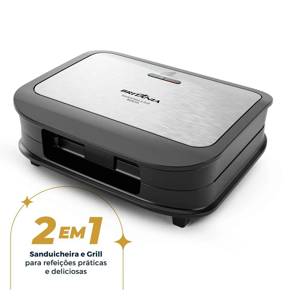Sanduicheira Grill Britânia Antiaderente Preta 750W 220V BGR25A, , large image number 4