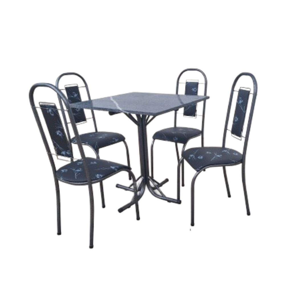 Mesa de Cozinha 4 Cadeiras Quadrada Aço Coelho Bella Granito