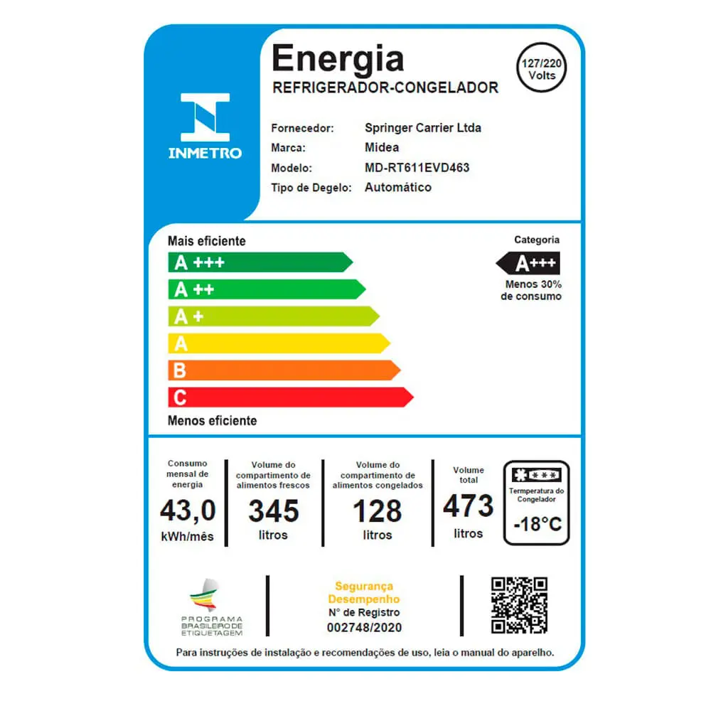 Geladeira Midea Frot Free Inverter MD-RT611EVD463 473L 2 Portas Branca, , large image number 6
