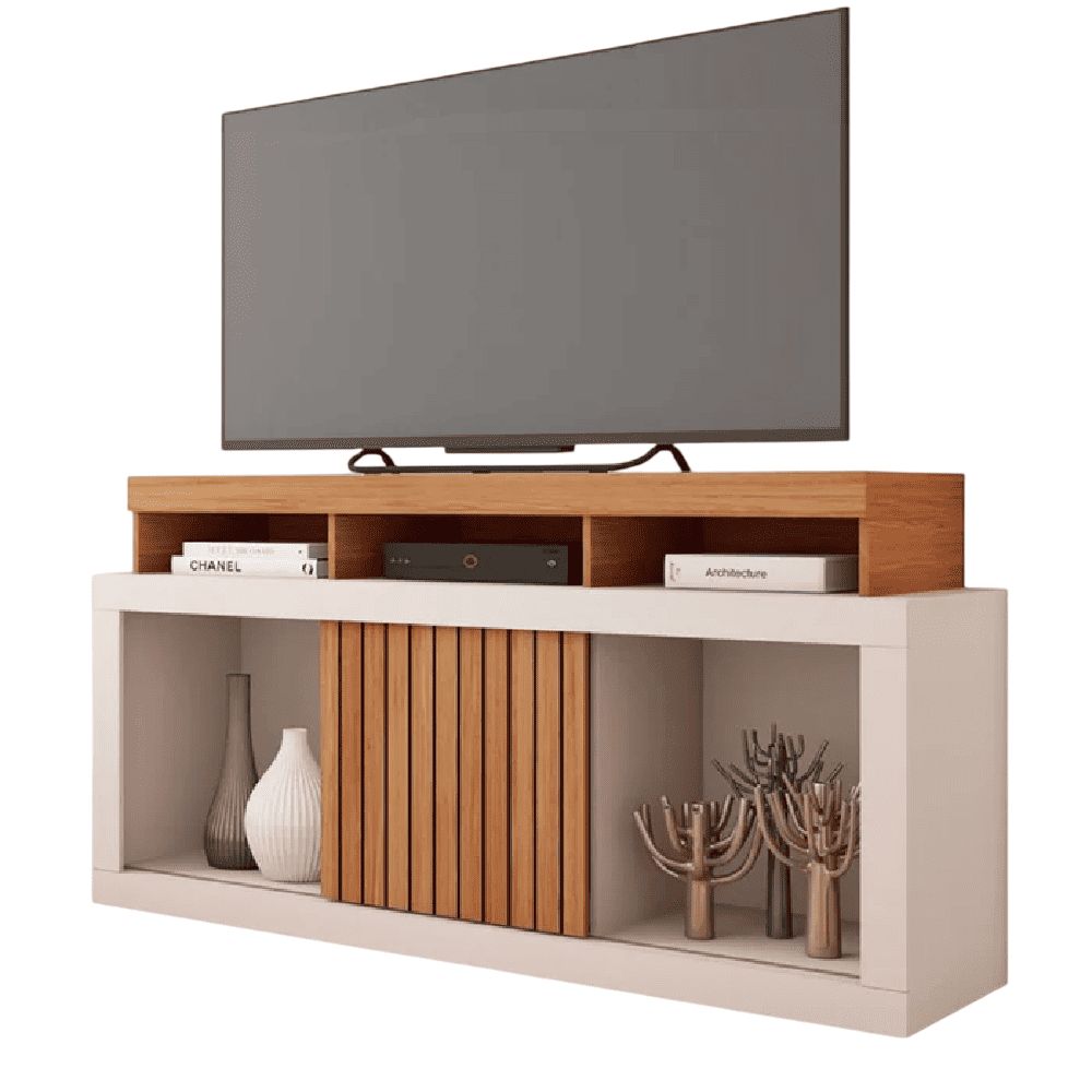 Rack para TV At&eacute; 55 Polegadas Freij&oacute;/Off White 136 cm Caemmun Drag&atilde;o