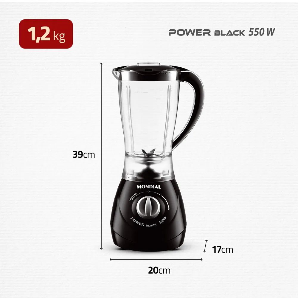 Liquidificador Mondial Preto 2 Velocidades + Pulsar 2,1L L 28-B 220V 550W, , large image number 6