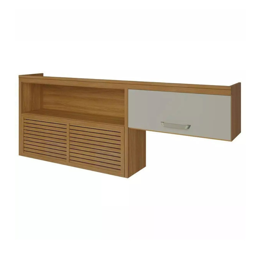 Armário Aéreo de Cozinha 2 Portas 3 Prateleiras MDF 200cm Freijó/Off White Nesher Princesa, , large image number 0