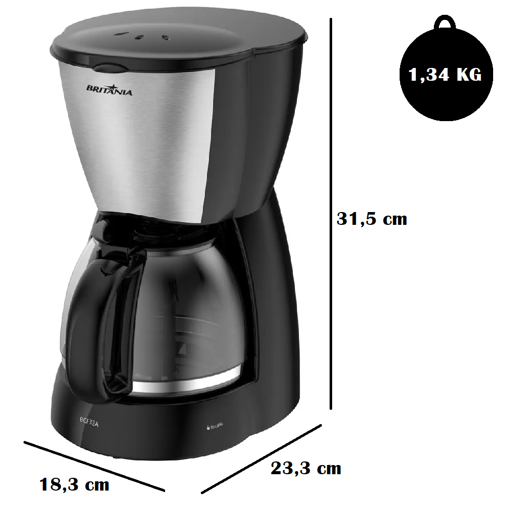 Cafeteira Britânia BCF32A 30 Xícaras Preta 800W 220V, , large image number 5