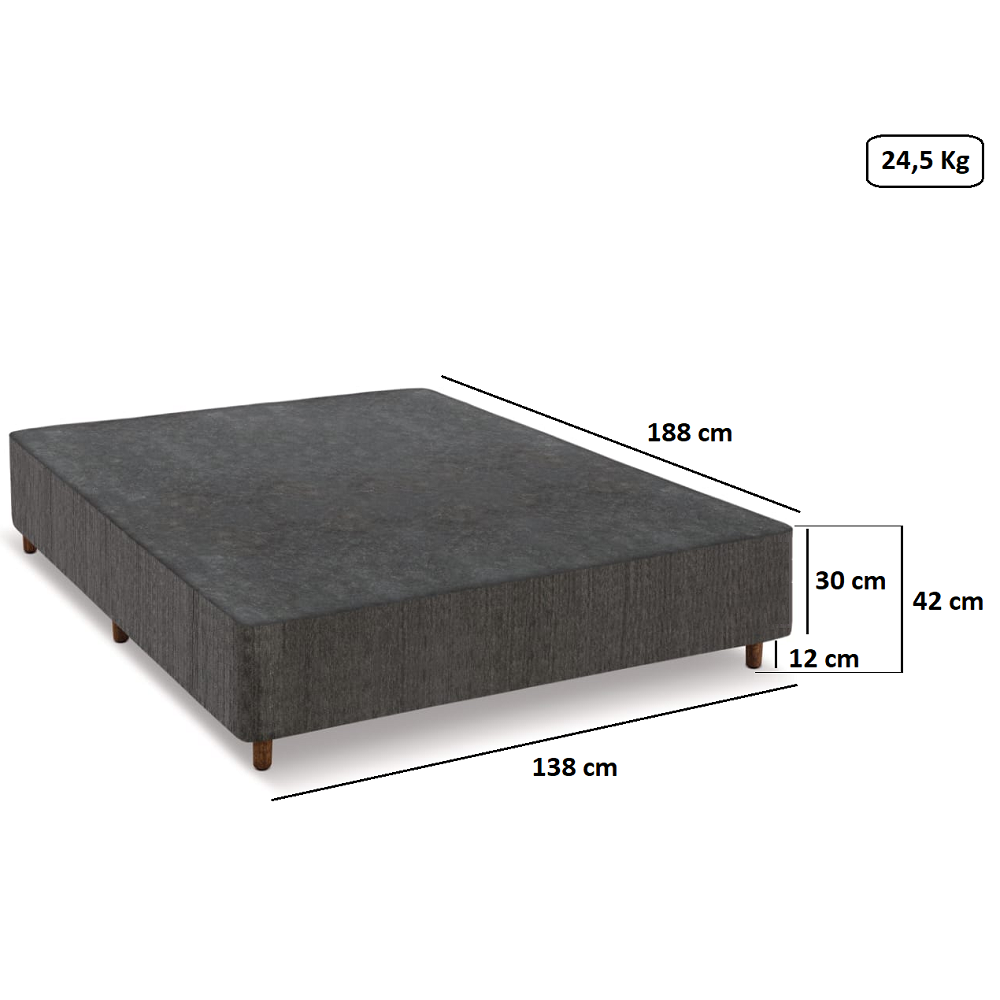 Base Cama Box Casal Somier Prisma 138x188x42 cm Reconflex, , large image number 1
