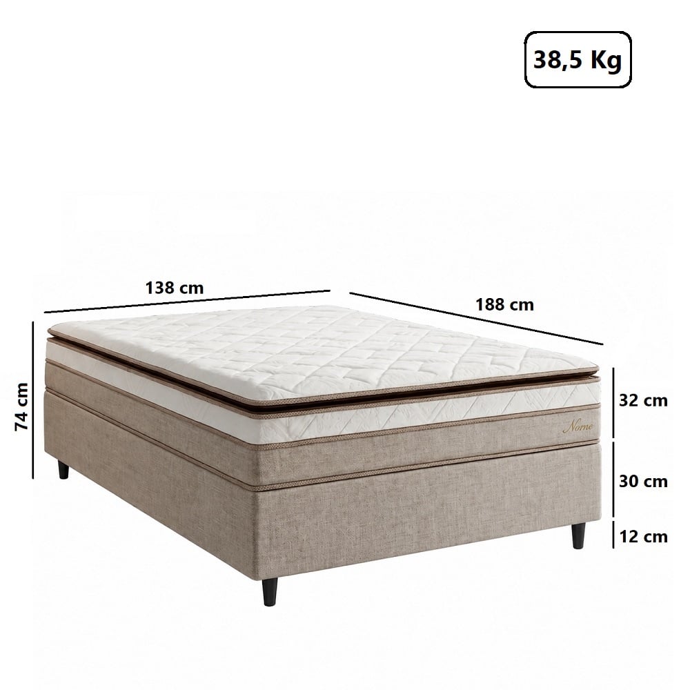 Conjunto Box Casal Molas Ensacadas Caza Nobre Nara Premium 138x188x74cm, , large image number 2