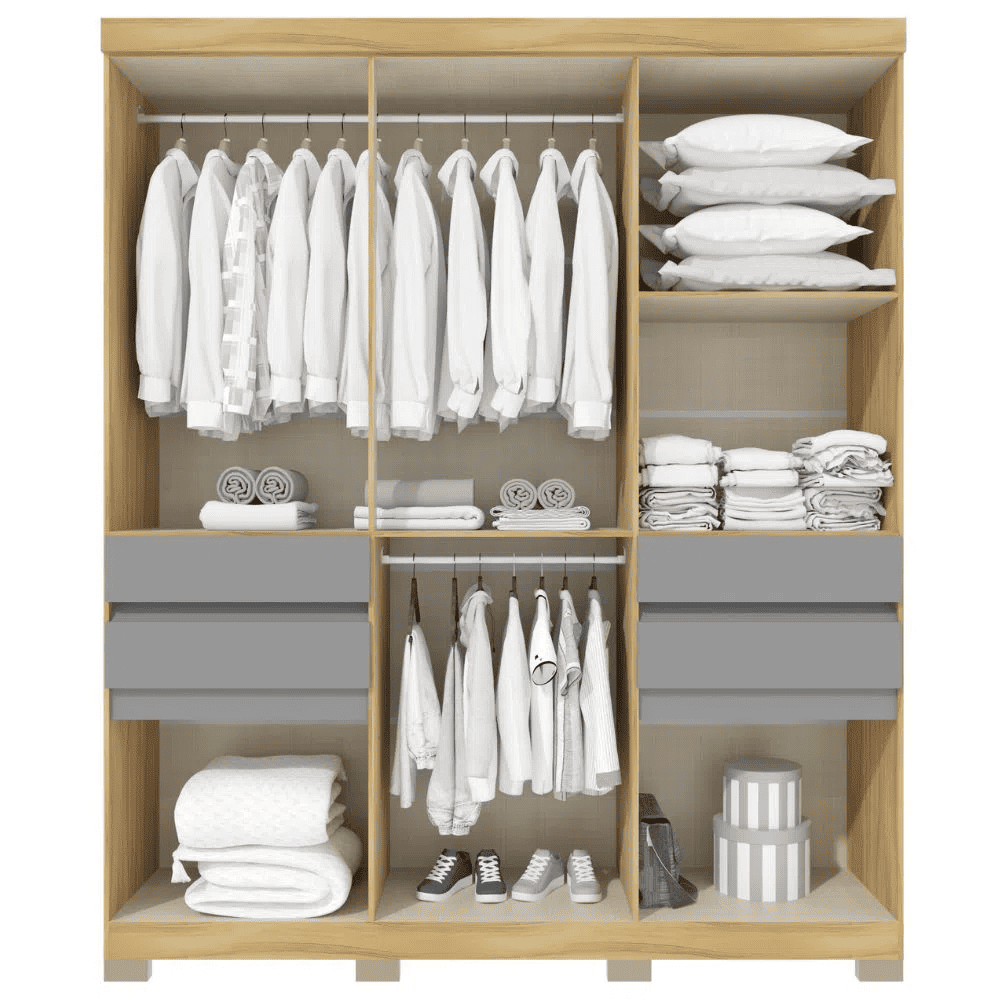 Guarda-Roupa Casal 10 Portas 4 Gavetas Freij&oacute;/Grafite Avelan Nevada, , large image number 2