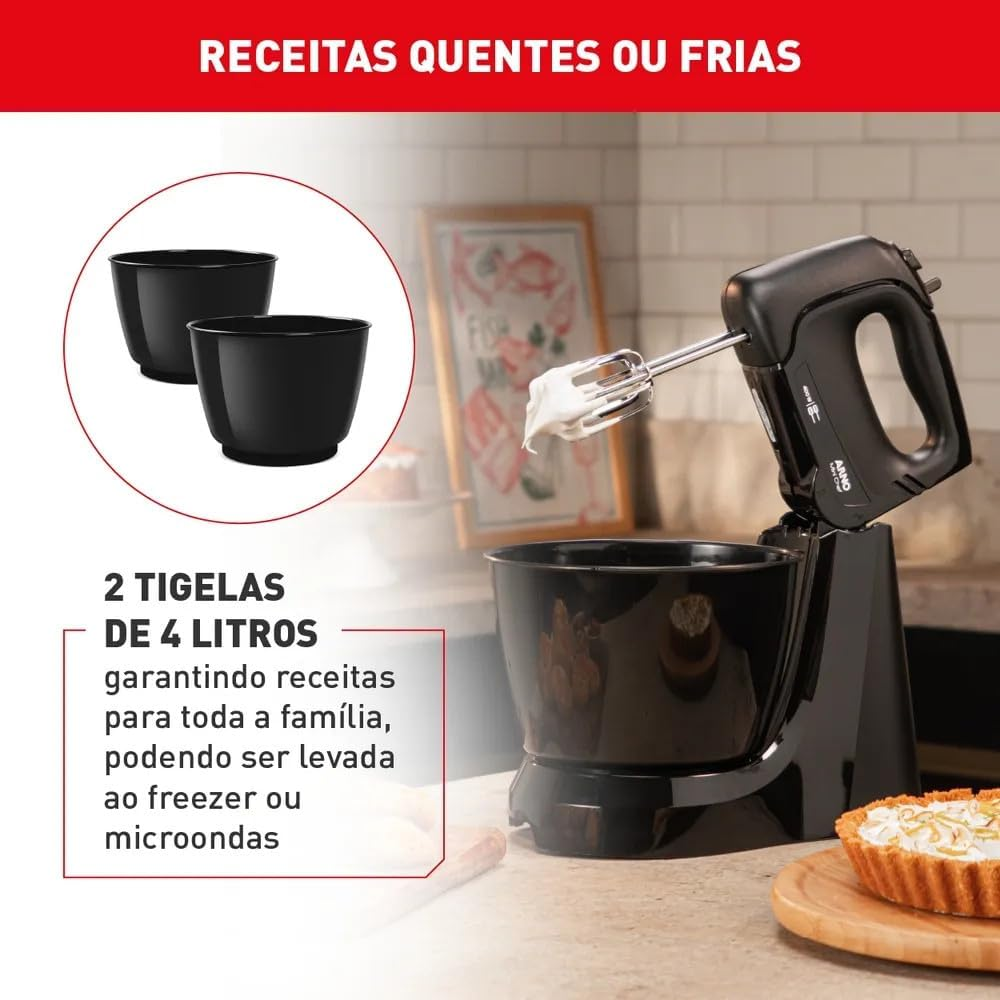 Batedeira Mini Chef Arno Preta HM11 2 Tigelas 185W 220V SX1638B2, , large image number 3