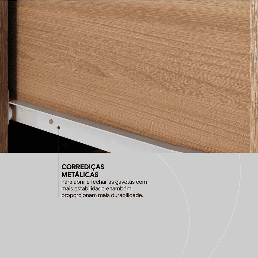 Guarda-Roupa Casal com Espelho 6 Portas 3 Gavetas Amendoa/Off White Dem&oacute;bile Pr&aacute;tico, , large image number 4