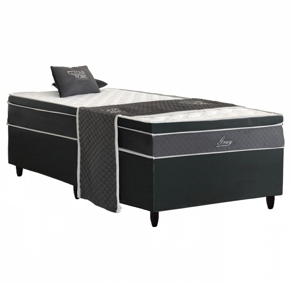 Cama Box Conjugada Solteirão Molas Ensacadas Tucson Gray 188x88x64 cm Caza Nobre, , large image number 1