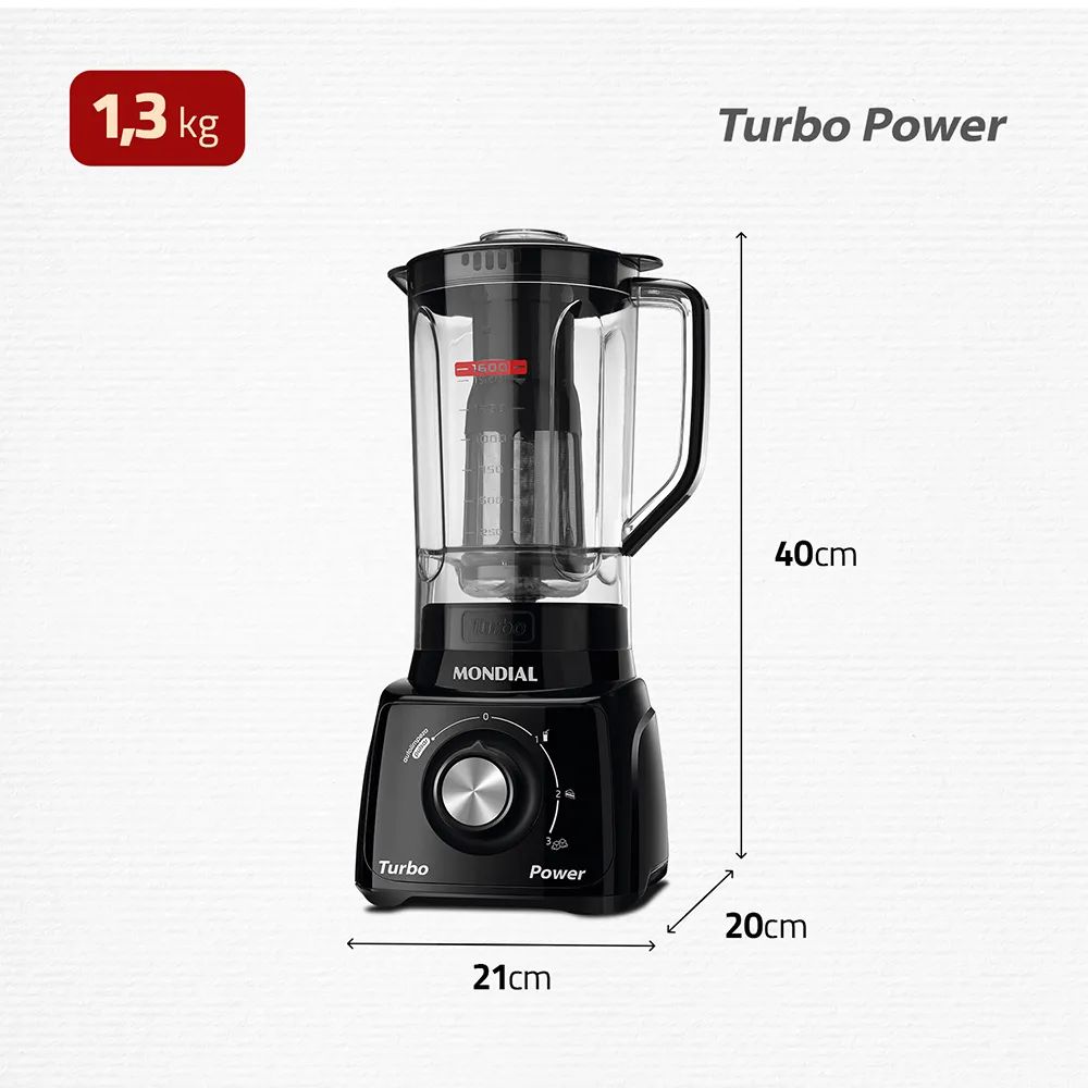 Liquidificador Mondial Preto Turbo Com Filtro 2,2 Litros 550W 220V L99FB, , large image number 7