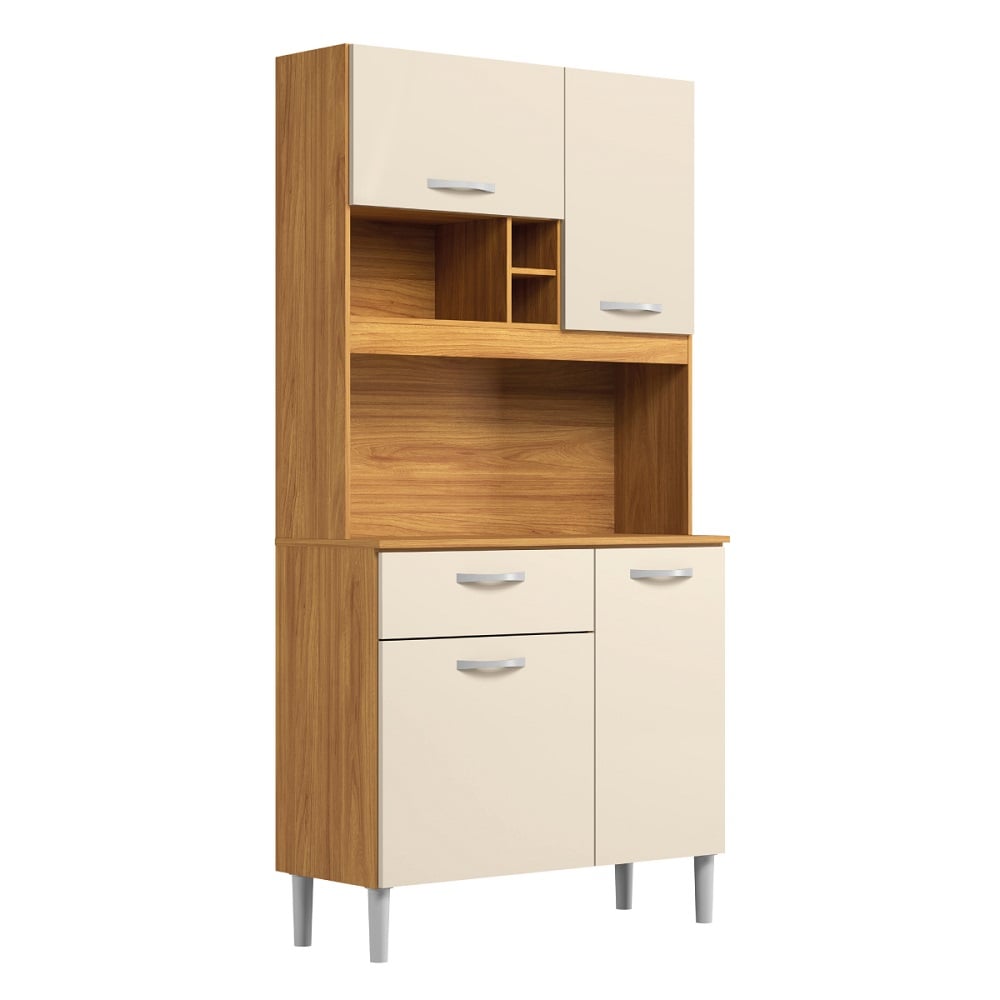 Arm&aacute;rio de Cozinha 4 Portas 1 Gaveta MDP Cinamomo/Off White Dem&oacute;bile Malta